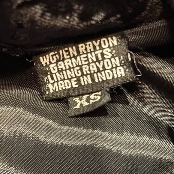 Vintage 80s JA Resort Black Crushed Velvet Bomber Jacket Sequin Fruit - Picture 3 of 8